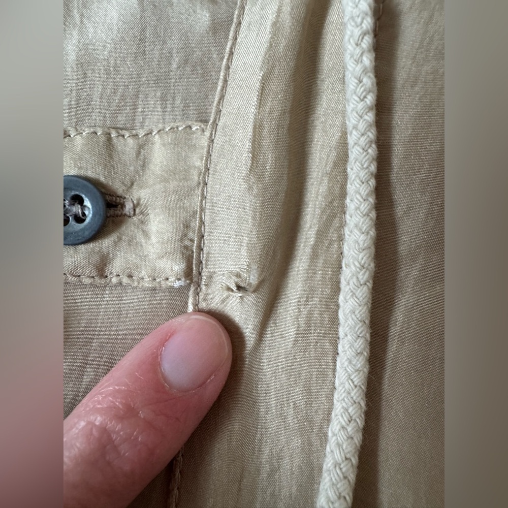 Vintage Silk Chaus Tan A-Line Skirt with Drawstring and Pleats - Picture 9 of 11